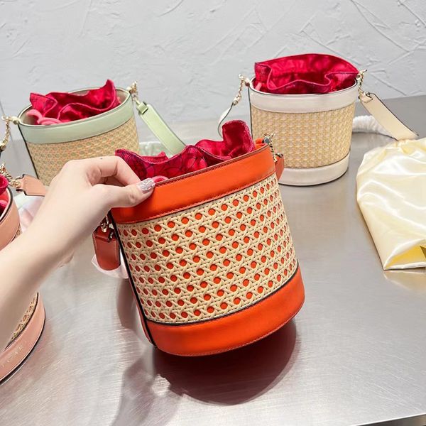 

pink sugao women shoulder bags handbags luxury large capacity straw basket bag fashion knit purse mini bucket shopping bag wxz-0803-155