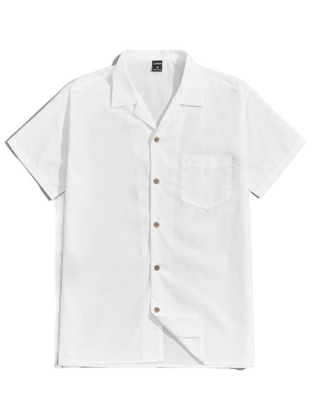 

men patch pocket revere collar shirt o8gv#, White;black