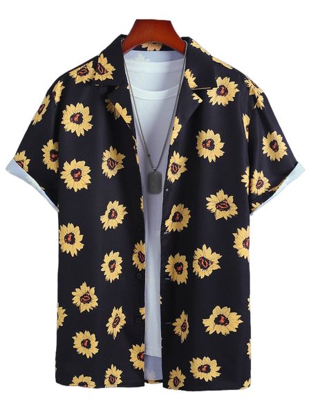 

men random sunflower print shirt without tee a8vq#, White;black