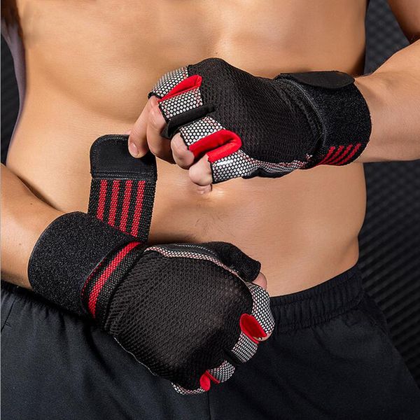 Männer Frauen Hantel Gewichtheben Handschuhe Gym Half Finger Fitness Handgelenk Wrap Sport Handschuhe Fingerlose Schützen Handgelenk Radfahren Handschuhe CX220518