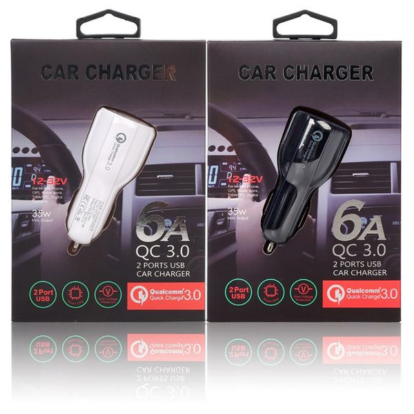 QC3.0 3.1A Carregador de carro QC 3.0 Carregamento rápido mini dual USB carregadores para iPhone iPad Samsung Huawei Tablet PC