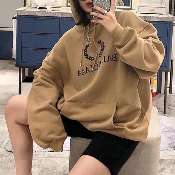 

france designer womens sweatshirts hoodies pullover sweatshirts loose hoodie long sleeve jumper mens women pullvoer plus the european size, Black