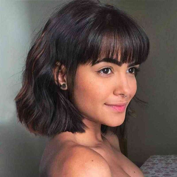 

nxy wigs aisi women short curly headgear qi bangs s chemical fiber 220610, Black