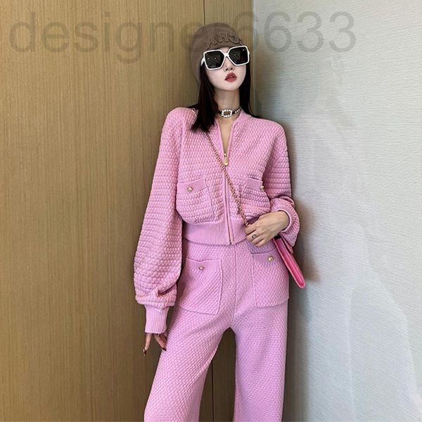 

two piece dress designer 10095# fried street leisure fashion sportswear pink sweater and trousers two-piece suit women's autumn winter, White