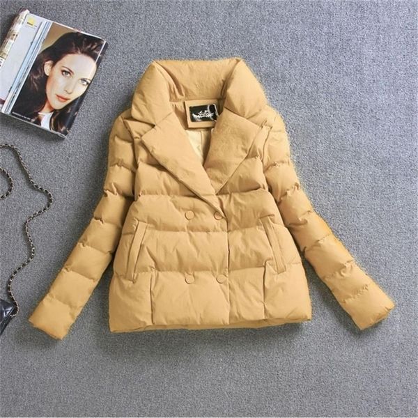 

cotton coat women's autumn winter jacket short new suit collar slim jacket ladies padded jacket 201019, Black