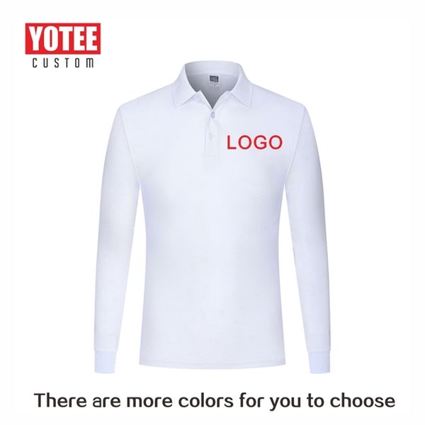 Herbst-Gesundheits-Langarm-Poloshirt aus Baumwolle für persönliche Unternehmen, Gruppenuniform, individuelles Druckdesign, PO 220408