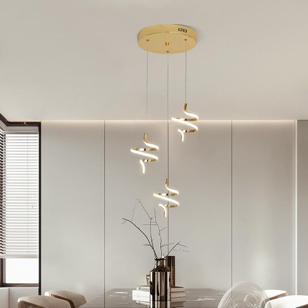 Pendelleuchten, Gold-Chrom-Beschichtung, LED-Leuchten, modernes Design für Restaurant, Schlafzimmer, Küche, Hängelampe, Innenbeleuchtung