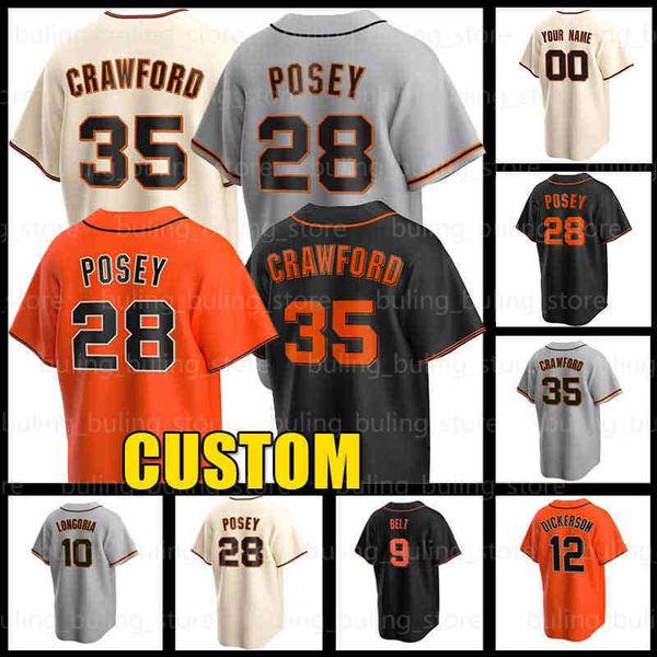

28 Buster Posey Jersey 35 Brandon Crawford San Francisco Caleb Baragar 2022 Evan Longoria Baseball Jerseys Mike Yastrzemski Jose Alvarez, Custom men cool base( j r)