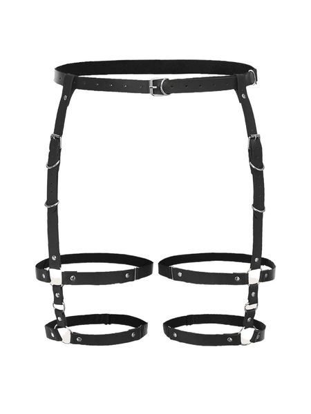 

plus ring linked patent harness garter 16pm#, Black;white