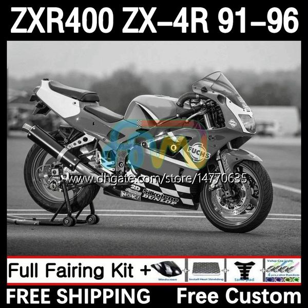 Kit de fadas para Kawasaki Ninja ZX4R 400CC ZXR-400 1991 1992 1993 94 95 96 corpo 12dh.86 ZXR 400 CC ZX-4R ZX 4R Cowling ZXR400 91 92 93 1994 1995 1996 Bodywork Gray Gray