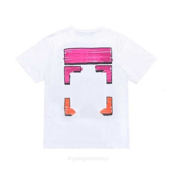 

fashion off brands cotton arrow t shirts designer oil paintting short sleeves men's t-shirt casual tee back printing x black white, White;black