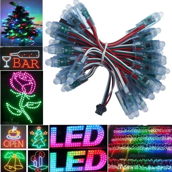 Stringhe 12mm WS2811 IC RGB LED Pixel Modulo String Light IP68 Impermeabile 5V Lampada da festival digitale 50PCS LED indirizzabile