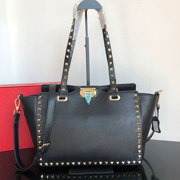 

designer style rivets large capacity bat bag leather cowhide lychee pattern simple and generous hand-held one shoulder messenger bag multifu