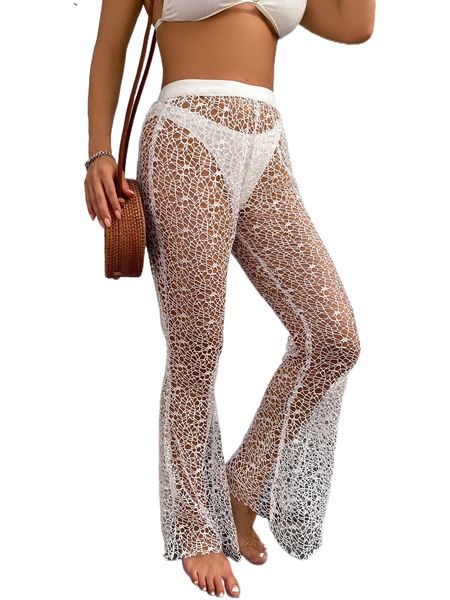

hollow out mesh beach pants 709w#, White;black