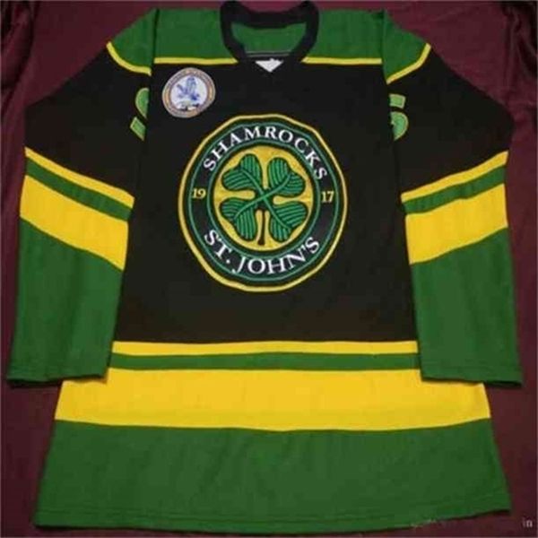 

c26 nik1 ross the boss rhea goon movie st john's shamrocks men's hockey jersey embroidery stitched customize any number and name, Black