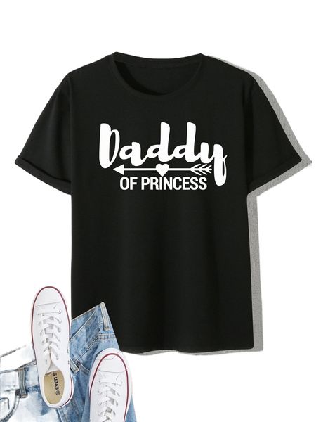 

men 1pc heart & letter graphic tee g4ck#, White;black