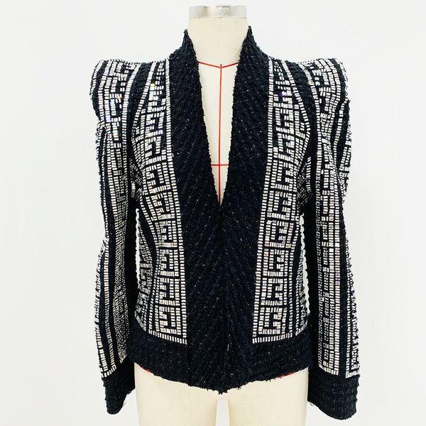 

302 xl 2022 runway women's jackets coat autumn brand same style coat lapel neck black beads long sleeve womens clothes fashion oulaidi, Black;brown