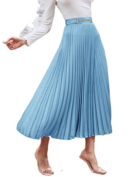 

chain waist pleated skirt n7qk#, Black