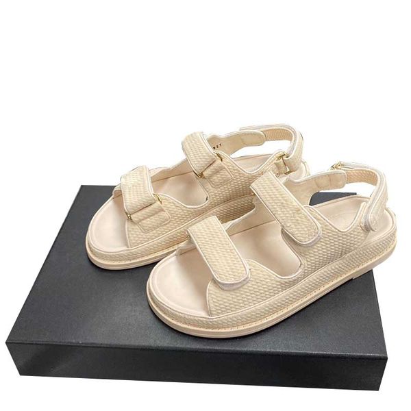 

velcroed sandals for woman in cloth and sheepskin designer classic white slipper retro beach shoes women slides summer mules luxury flip flo, Black