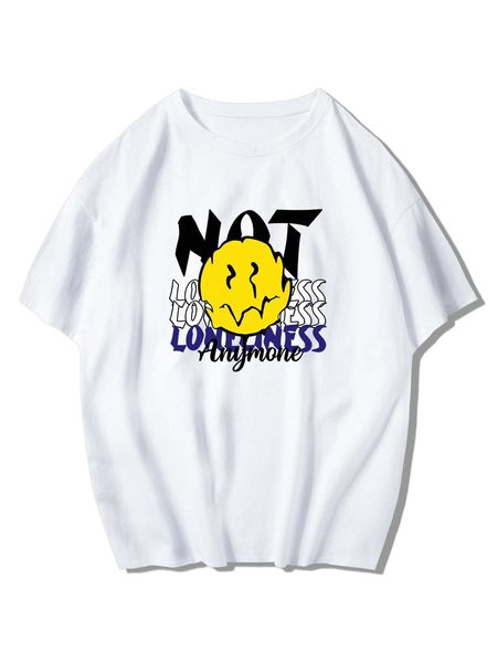 

romwe guys cartoon & letter graphic tee c51f#, White;black