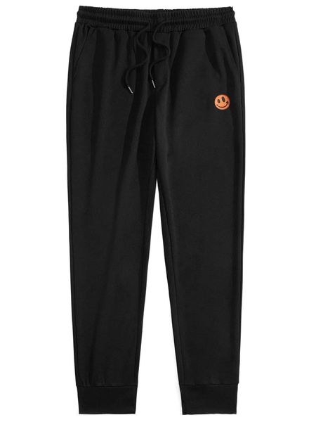 

men expression print drawstring waist sweatpants b5q4#, Black