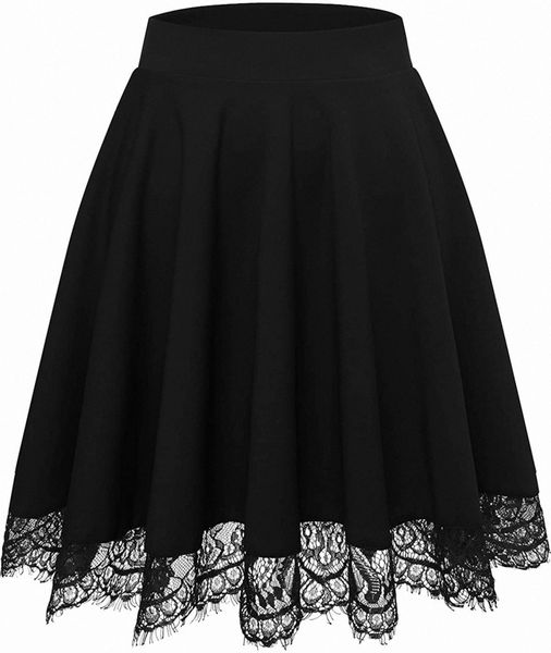 

skirts for women mini high waisted casual versatile stretchy flared skater skirt f5fq#, Black