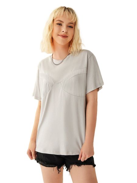 

x alex solid round neck tee 24qm#, White