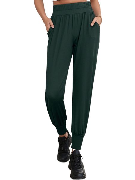 

slant pocket elastic waist sweatpants m7dv#, Black;white