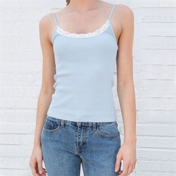

women scoop neckline lace trim tank 220316, White