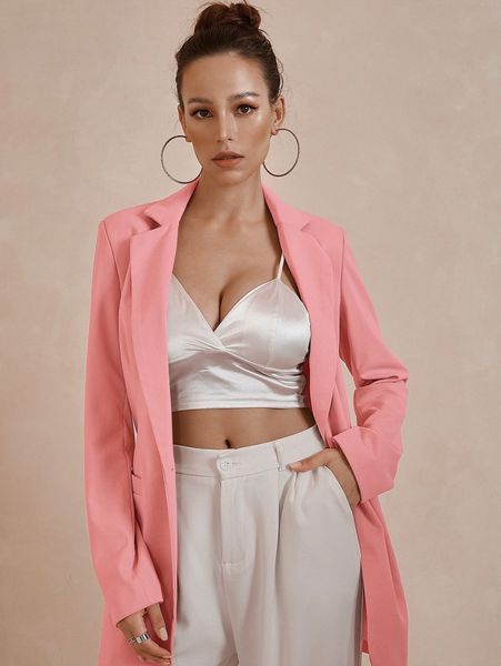 

unique21 single button split back blazer x0ko#, White