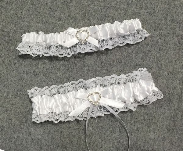 

white bridal garters belt organza feminine crystals wedding leg garters bow 2 pcs set prom homecoming size 15-23 inches