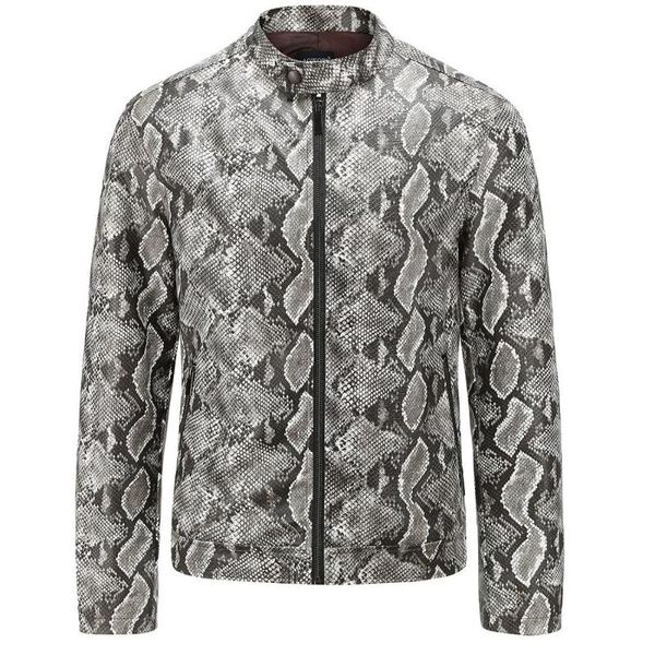 Herrenjacken Herren Leder Jacke Special Mode Snake Crepe Stand Collar Motorrad Männer Slim Stil Europäer Sizemen's's's's