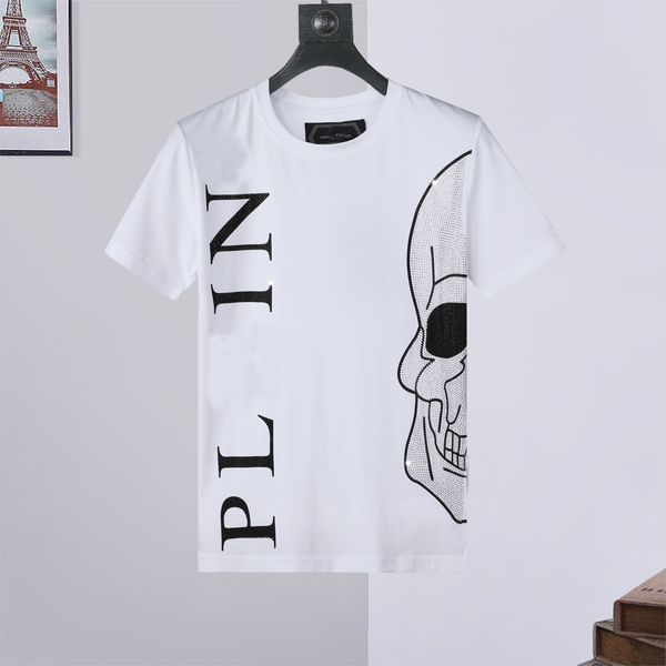 

2022 phillip plain men pp designer skull diamond t shirt short sleeve brand spring and summer high o-neck quality skulls tshirts tees 004, White;black