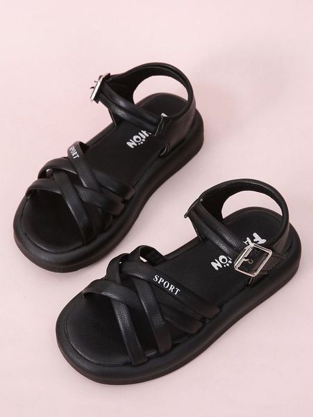 

boys letter graphic ankle strap sandals she, Black;red