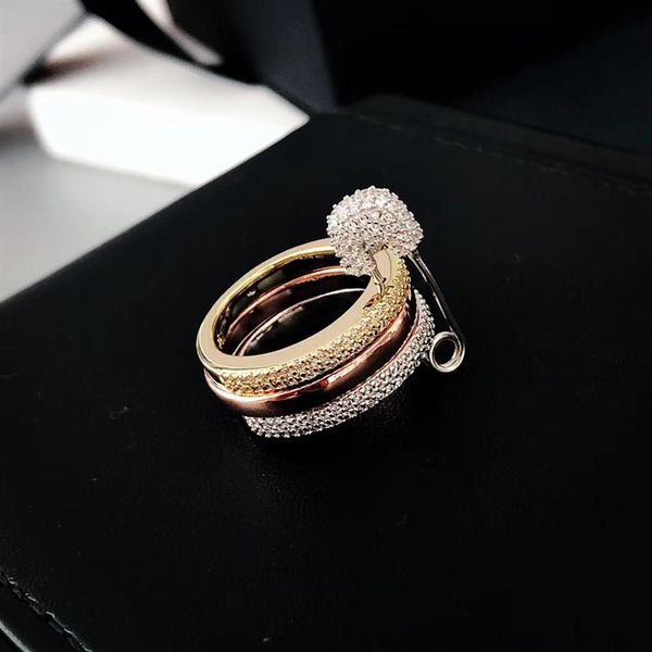 

s925 sterling silver tricolor pin ring personality rings noble temperament noble temperament superior quality little2713, Golden;silver