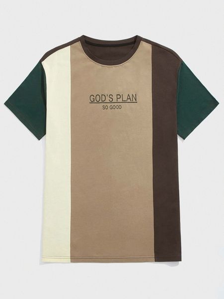 

romwe guys colorblock slogan graphic tee h1gt#, White;black
