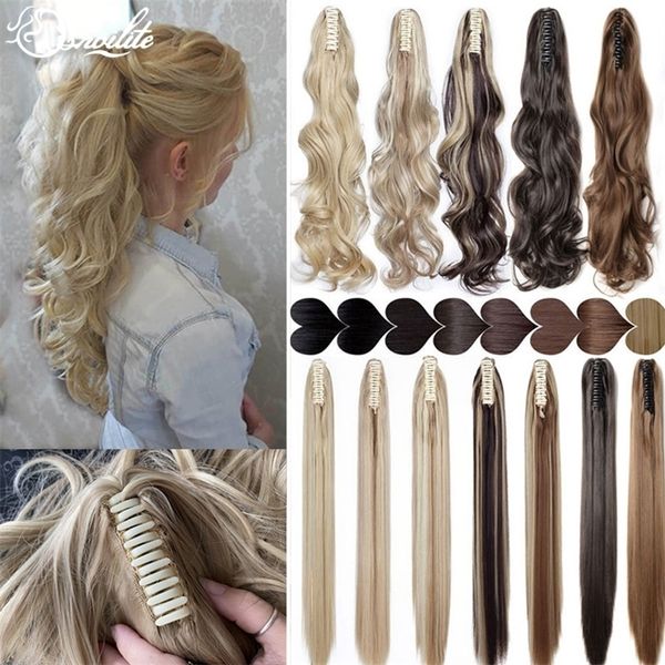 

snoilite synthetic 1226inch claw clip on tail hair for women tail piece 220715, Black