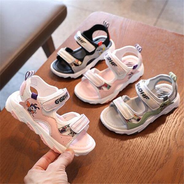 Moda Coreano Bonito Bonita Bee Feminino Sandálias Beach Shoes 2022 Verão New Girls Sandal Soft Bottom Calçados Casuais Children