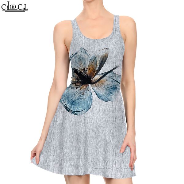 Mulheres vestido místico flor padrão 3d impresso mini vestido para moda feminina sem mangas joelho vestidos estilo vintage 220616