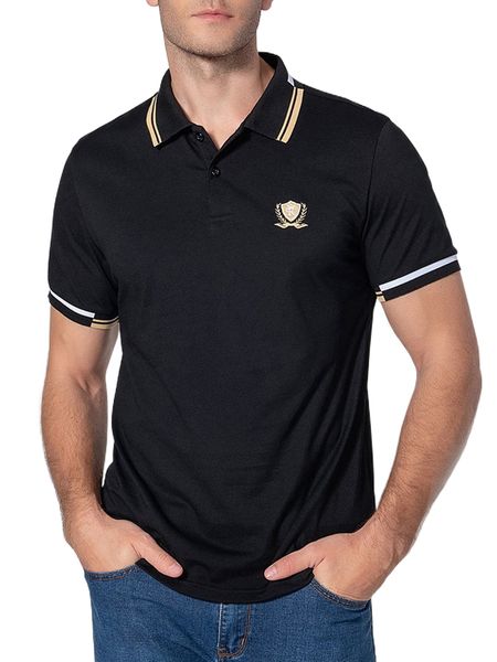 

men embroidery badge contrast binding polo shirt y7oi#, White;black