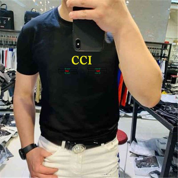 

2022 summer men's short sleeves t-shirt fashion brand male tees streetwear letters print cotton, White;black