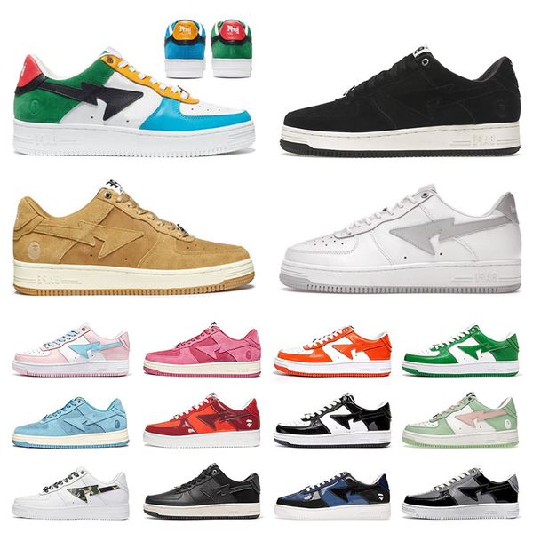 

designer bapestas baped sta mens woemns casual shoes tokyo jjjjound orange color camo combo black tokyo beige suede green white blue trainer