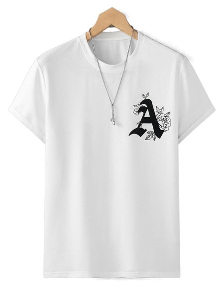 

men floral and letter graphic tee 28tl#, White;black