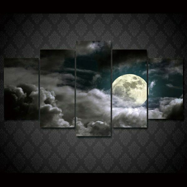 Vollmond schwere Wolken Himmel moderne Home Wand Dekor Leinwand Bild Kunst HD Druck Gemälde auf Leinwand für Wohnzimmer ohne Rahmen