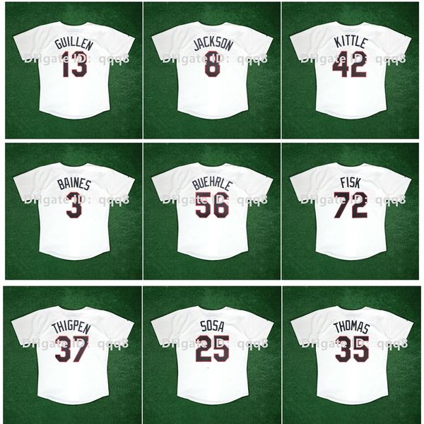 Na85 1989 Maillot de baseball vintage Bo Jackson Frank Thomas Harold Baines Paul Konerko Mark Buehrle Ozzie Guillen Carlton Fisk Sammy Sosa Robin