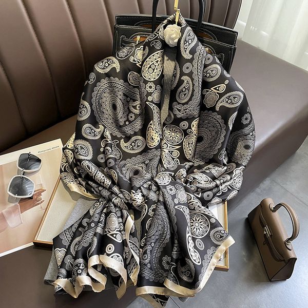 

2022 new silk scarf womens all-match thin scarf spring autumn and winter silk korean style scarf mother gift shawl wholesale, Blue;gray