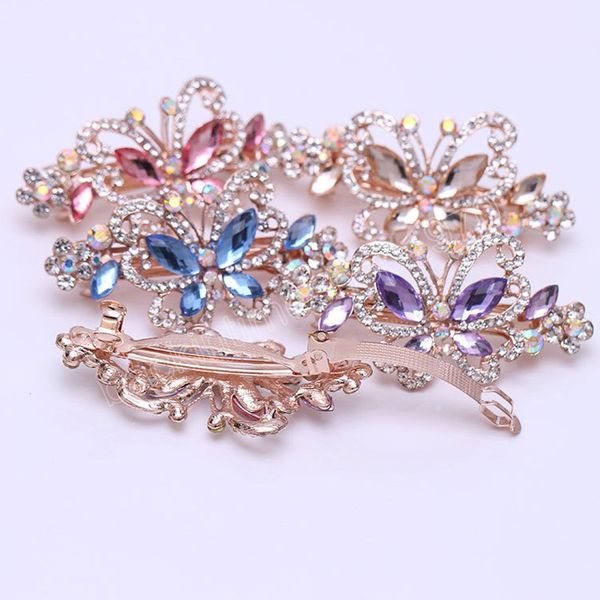 

women luxury crystal rhinestones butterfly shape hairpins sweet hair clip barrettes fashion hair accessories, Slivery;white