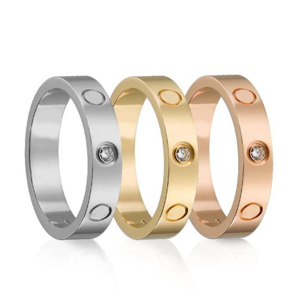 

4mm 5mm titanium steel silver love ring men and women rose gold jewelry for lovers couple rings gift size 5-11