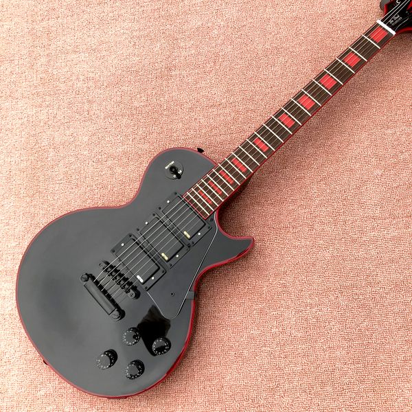 

oem 6 string electric guitar, 3 pickup guitars, black electric guitar, red edge binding, delivery same of the pictures