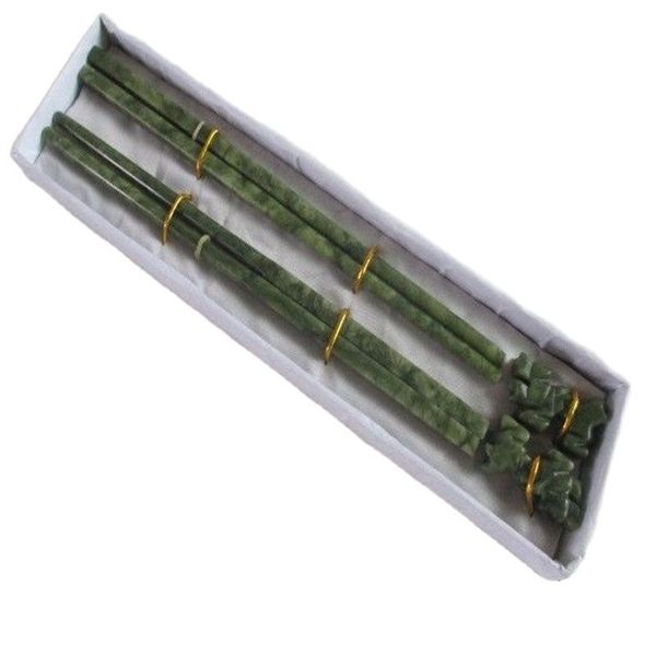 

8.27 inches / 100% natural color jade two pairs of chopsticks.kirin station, Silver